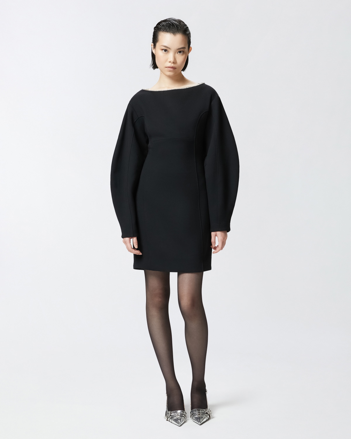white christmas dresses Slim-fit midi dress with jewel embroidery