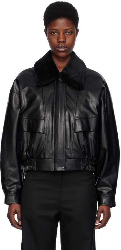 Photo: LOW CLASSIC Black Cropped Faux-Leather Jacket