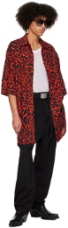 LU'U DAN Red & Black Psychedelic Leopard Shirt