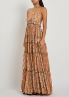 LA Double J Nymph Printed Tiered Stretch-tulle Maxi Dress Pink