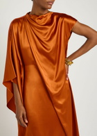 Roksanda Hiba Asymmetric Draped Silk Maxi Dress Orange