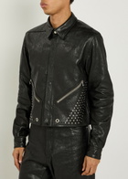 Rick Owens Alice Studded Grained Leather Jacket Black