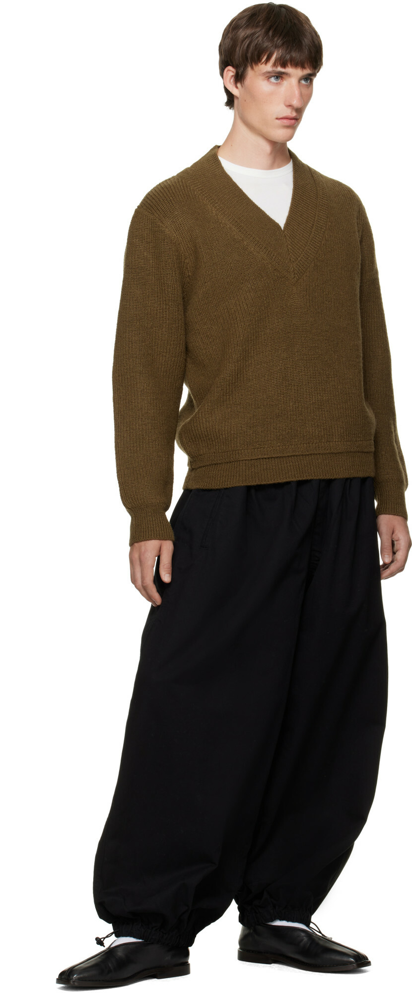 Entire Studios Khaki Knit V-Neck Sweater