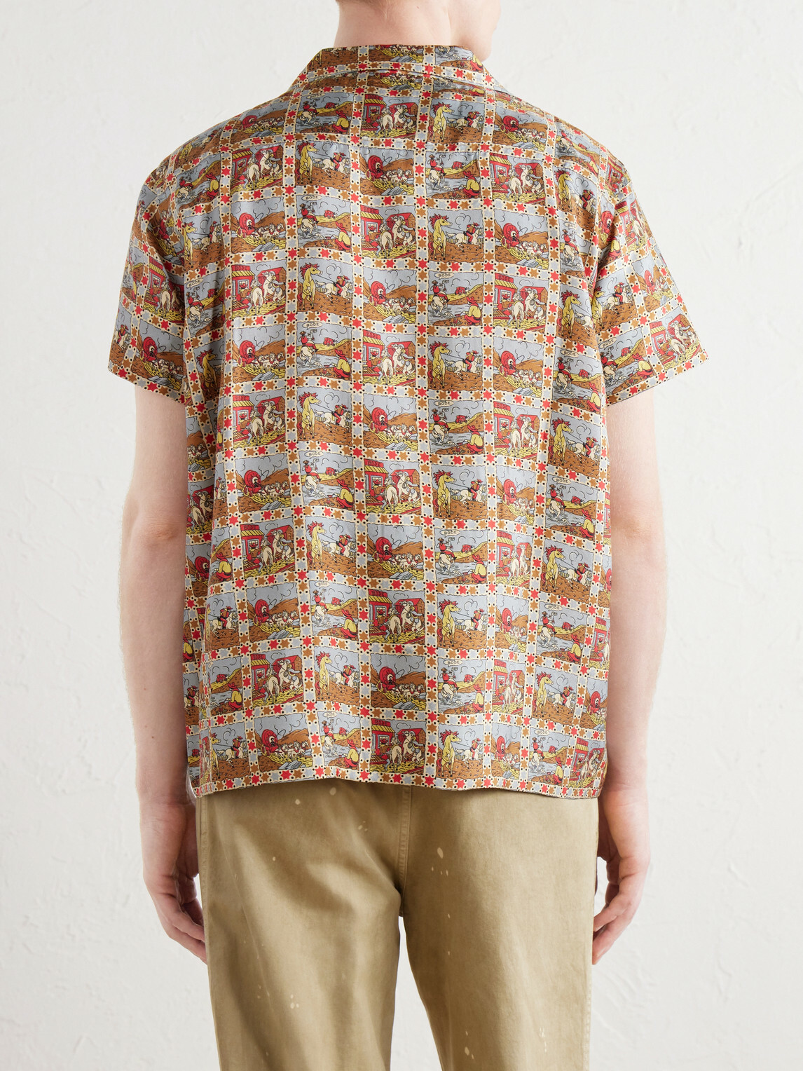 BODE - Cowboy Comic Camp-Collar Printed Silk-Satin Shirt - Brown
