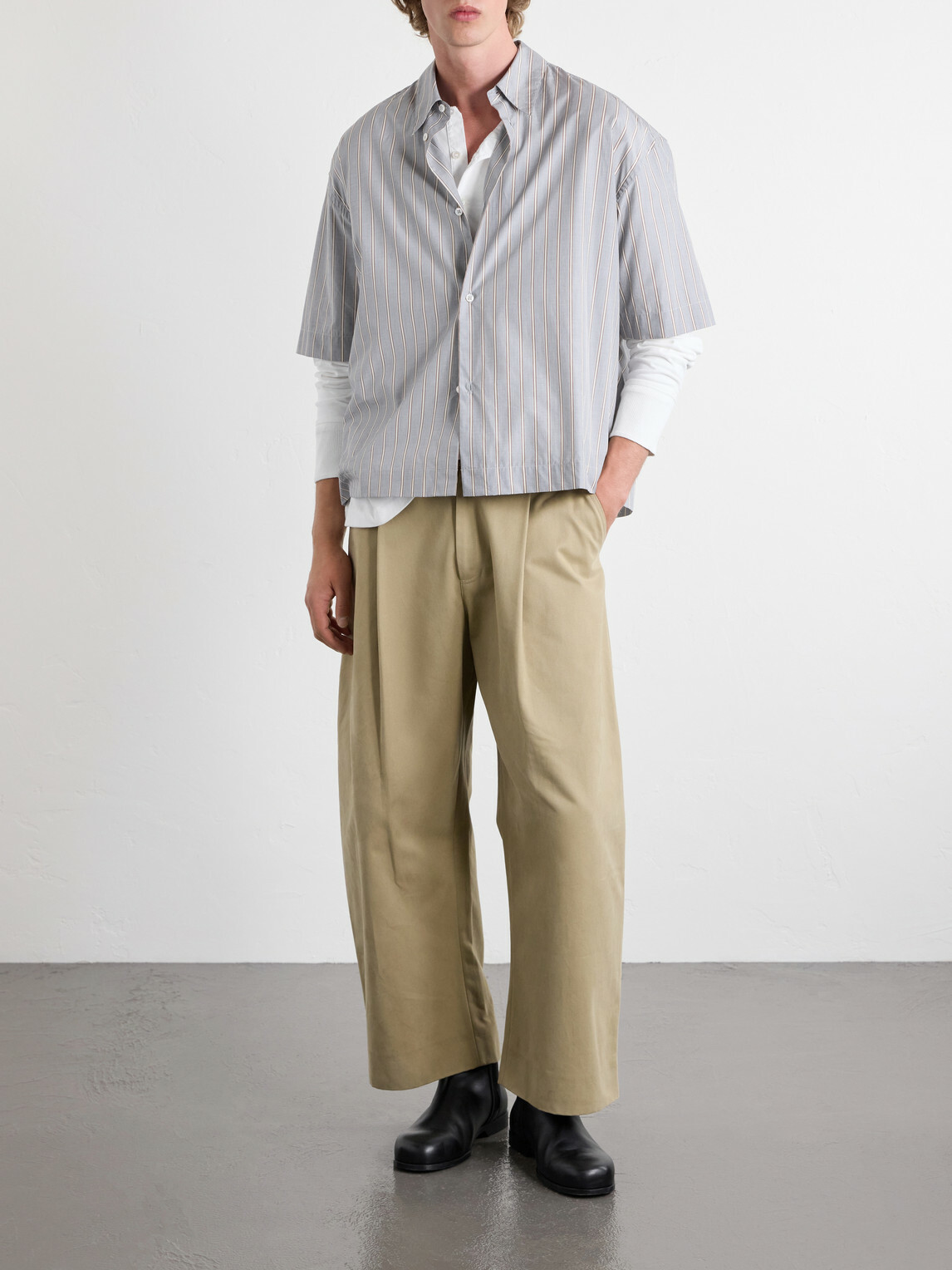 Studio Nicholson - Sanko Striped Cotton-Poplin Shirt - Gray