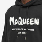 Alexander McQueen Men's Grafitti Logo Popover Hoody in Black/Ivory