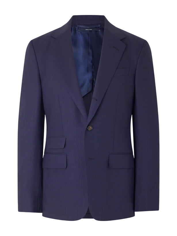 Photo: Dunhill - Pinstriped Wool Suit Jacket - Blue