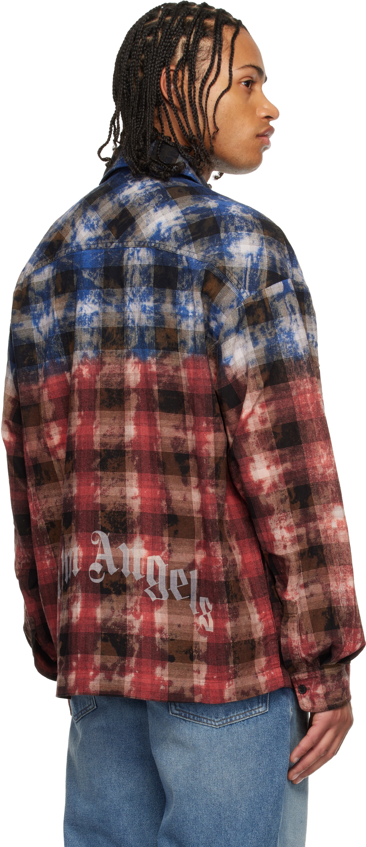 Palm Angels Red & Blue Curved Logo Check Shirt