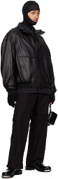 Juun.J Black Paneled Leather Jacket