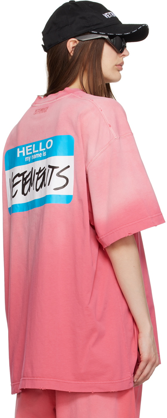 VETEMENTS Pink 'My Name Is' T-Shirt