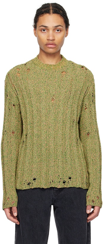 Photo: HOPE Green Distressed Sweater