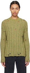 HOPE Green Distressed Sweater
