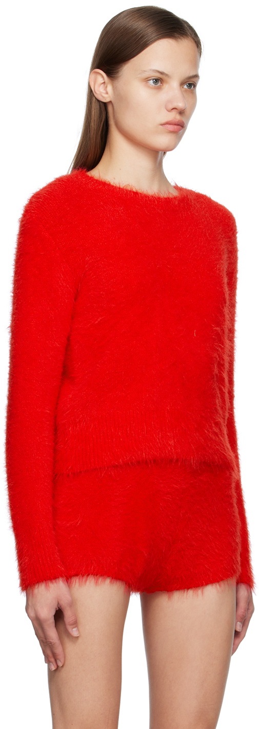 Pushbutton Red Shag Sweater