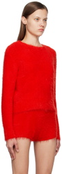 Pushbutton Red Shag Sweater