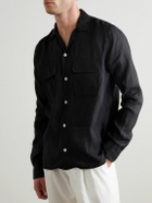 Kingsman - Drake's Convertible-Collar Linen Shirt - Black