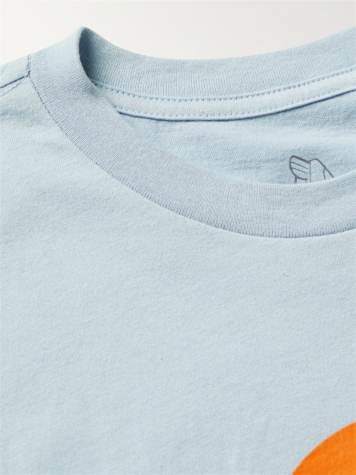 BIRDWELL - Flame Wave Logo-Print Cotton-Jersey T-Shirt - Blue Birdwell
