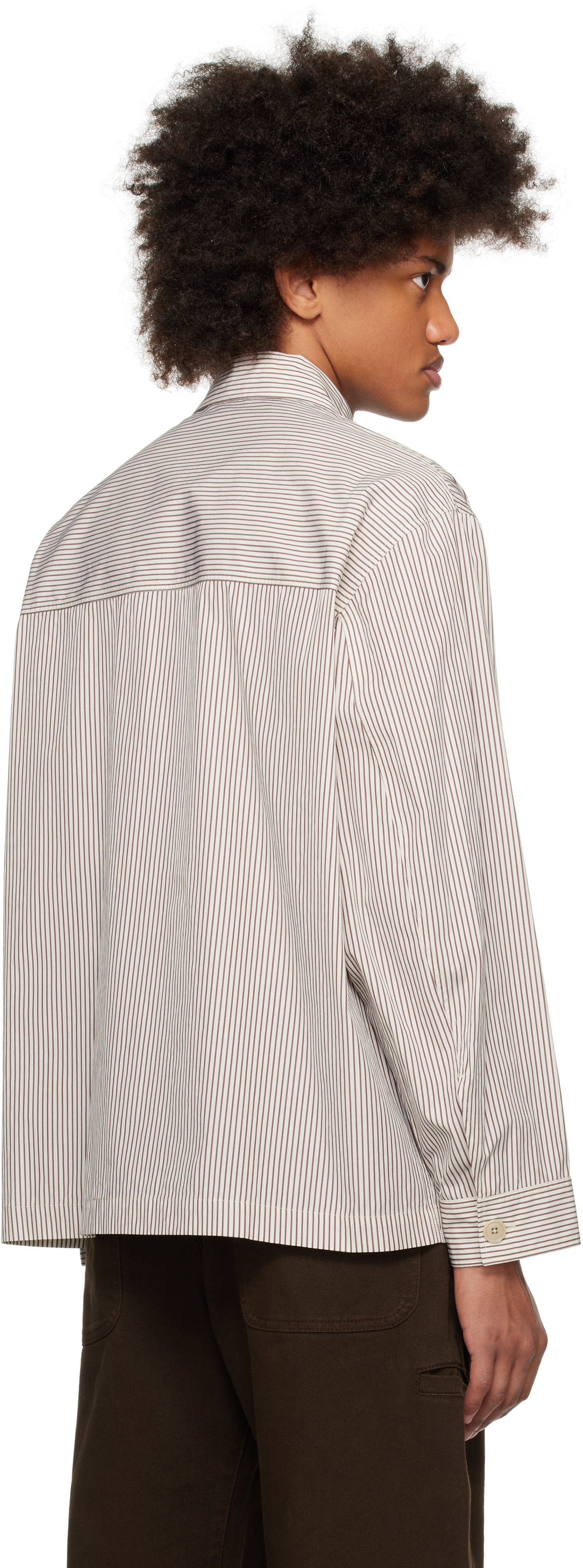 LEMAIRE White & Taupe Striped Pyjama Shirt Lemaire