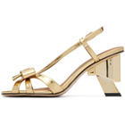 SHUSHU/TONG Gold Bow Detail Heeled Sandals