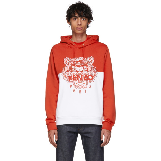 Photo: Kenzo Red and White Limited Edition Colorblock Tiger Hoodie
