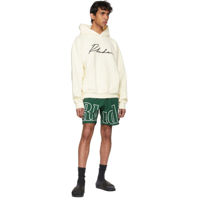 Rhude Cursive Rhude SSENSE Exclusive Off-White Logo Cursive Hoodie Rhude