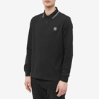 Stone Island Men's Long Sleeve Patch Polo Shirt in Black