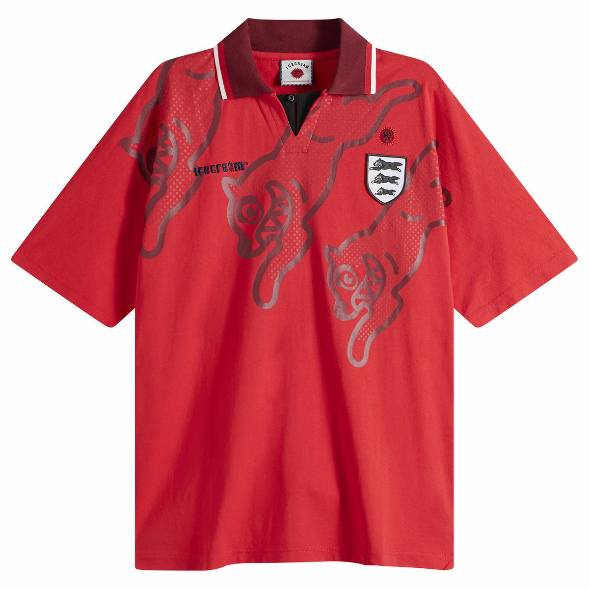 ICECREAM Men's Running Dog Football Shirt in Red