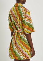 Alemais Janine Printed Belted Cotton Mini Shirt Dress Multicoloured