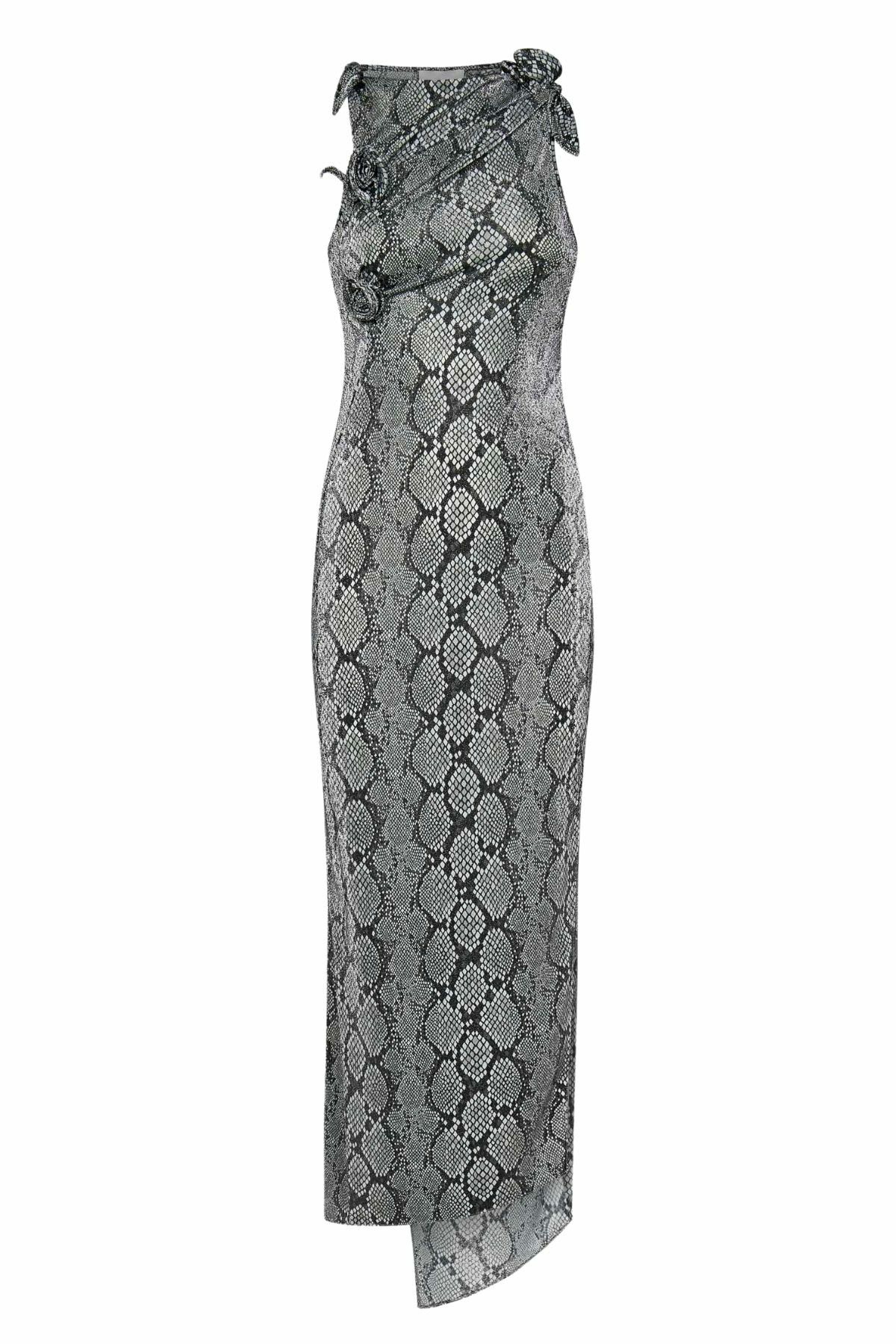 パーティードレス Coperni Snake Print Asymmetric Flower Gown Snake Print Asymmetric Flower Gown – Coperni