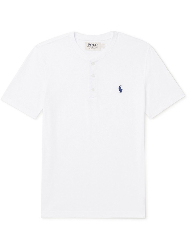 Photo: Polo Ralph Lauren - Slim-Fit Logo-Embroidered Cotton-Jersey Henley T-shirt - White