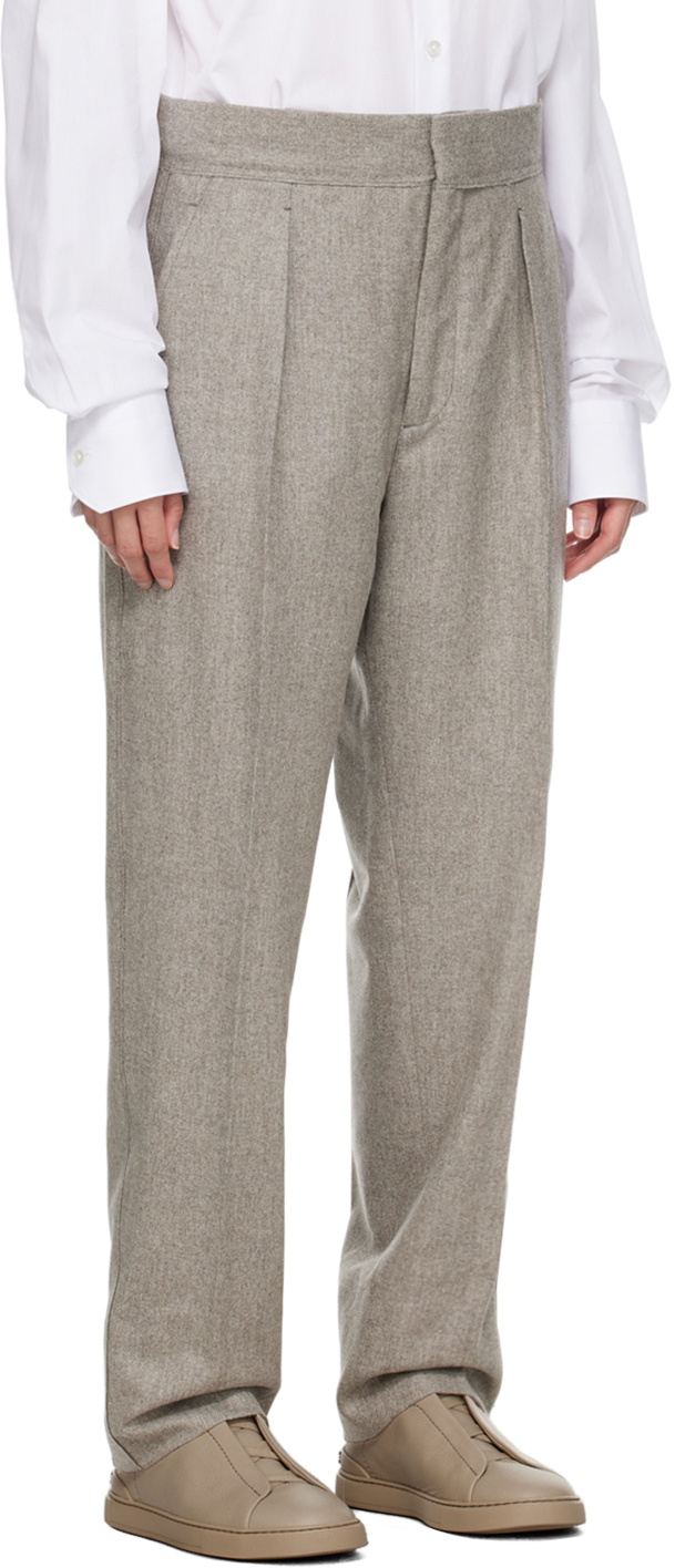 ZEGNA Gray Pleated Trousers