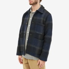 Universal Works Men's Plaid Wool Fleece Field Jacket in Black/Grey