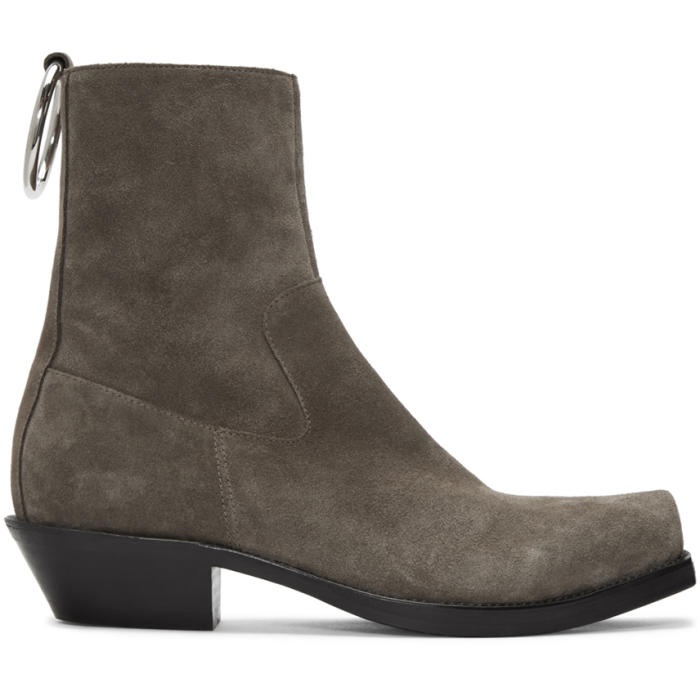 Vetements Taupe Suede Ring Ankle Boots