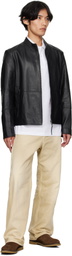 Hugo Black Slim-Fit Leather Jacket