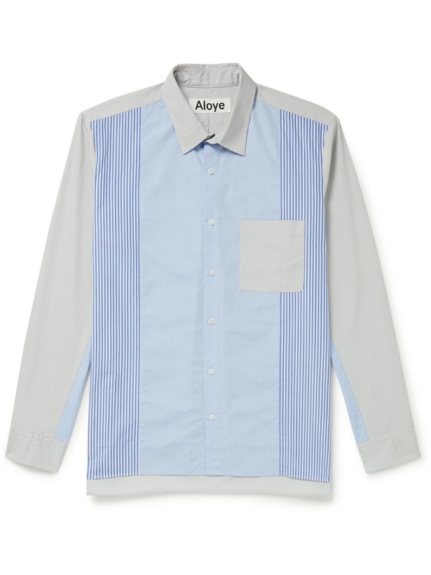 Photo: Aloye - Panelled Cotton-Poplin Shirt - Blue