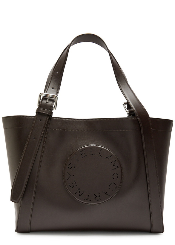 Photo: Stella Mccartney Logo Faux Leather Tote - Dark Chocolate - One Size