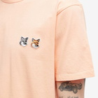 Maison Kitsuné Men's Double Fox Head Patch T-Shirt in Peach