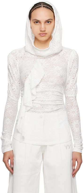 Photo: OPEN YY White Floral Lace Hoodie