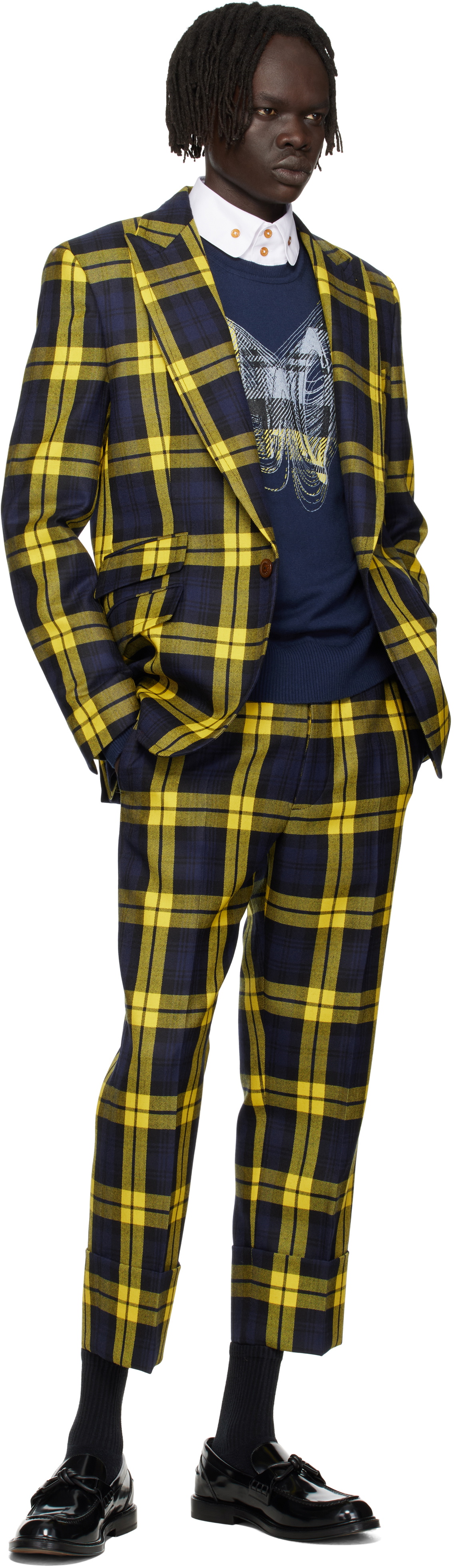 Vivienne Westwood Navy & Yellow One Button Blazer