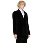 Palomo Spain Navy Velvet Double-Breasted Blazer