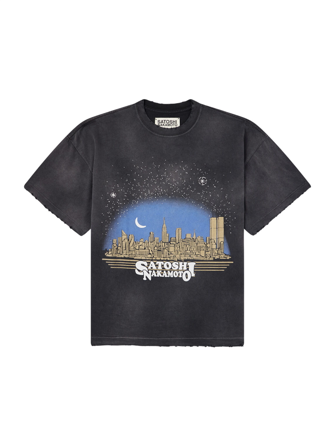 Satoshi Nakamoto - Logo-Print Thermal Waffle-Knit Cotton T-Shirt
