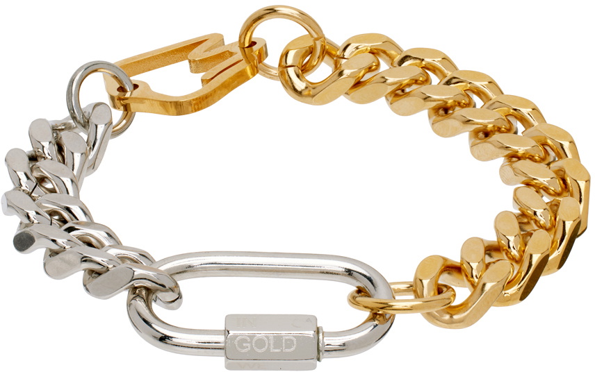 Photo: IN GOLD WE TRUST PARIS Gold & Silver Logo Bracelet