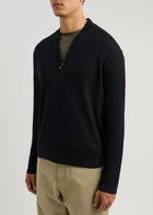 Emporio Armani Half-zip Ribbed Wool Jumper Navy