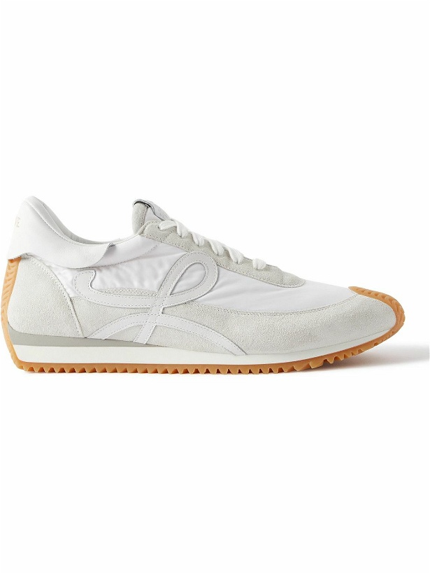 Photo: Loewe - Flow Runner Leather-Trimmed Suede and Nylon Sneakers - White