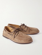 Brunello Cucinelli - Suede Boat Shoes - Brown