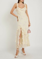 Loveshackfancy Roseline Floral-print Georgette Maxi Dress Yellow