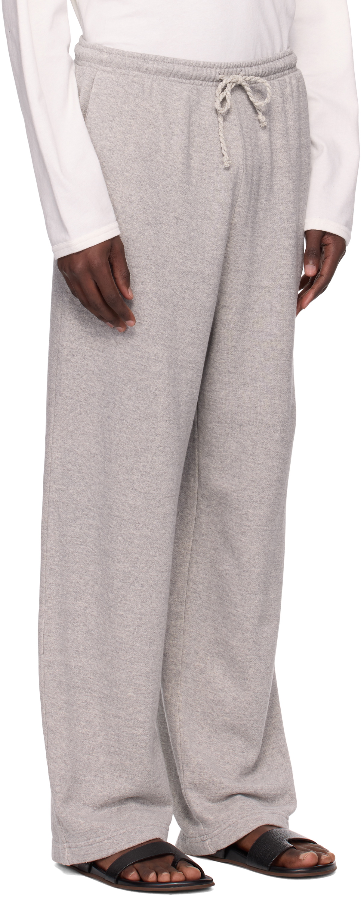 The Elder Statesman Gray Daily Wide Leg Sweatpants