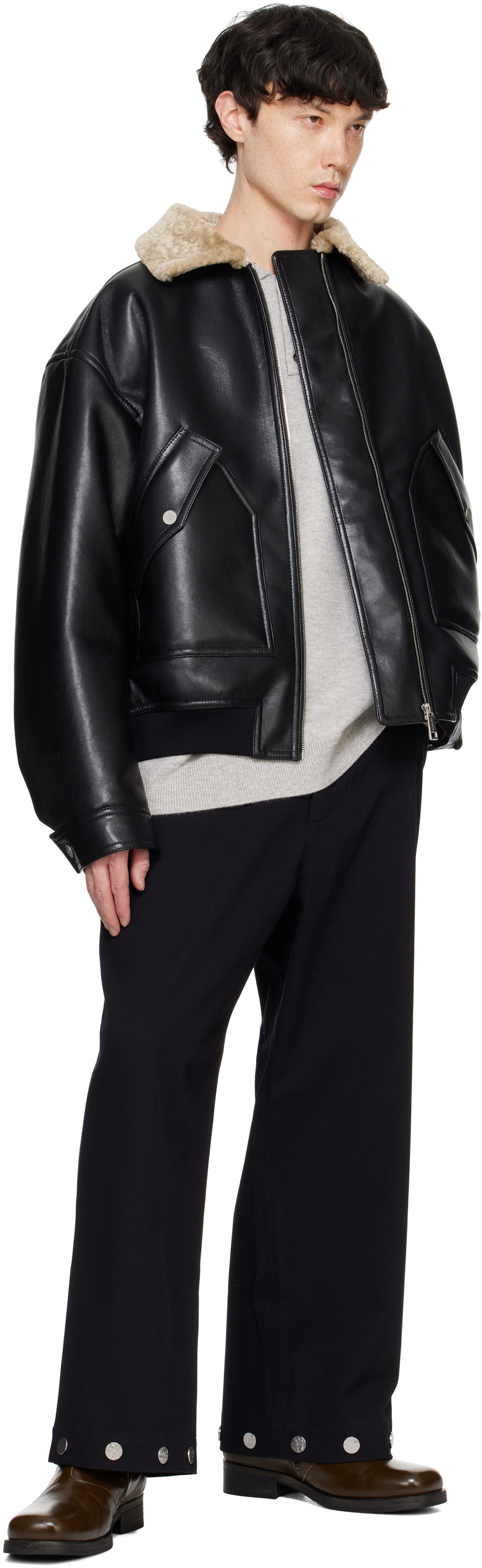 Nanushka Black Lude Faux-Leather Jacket