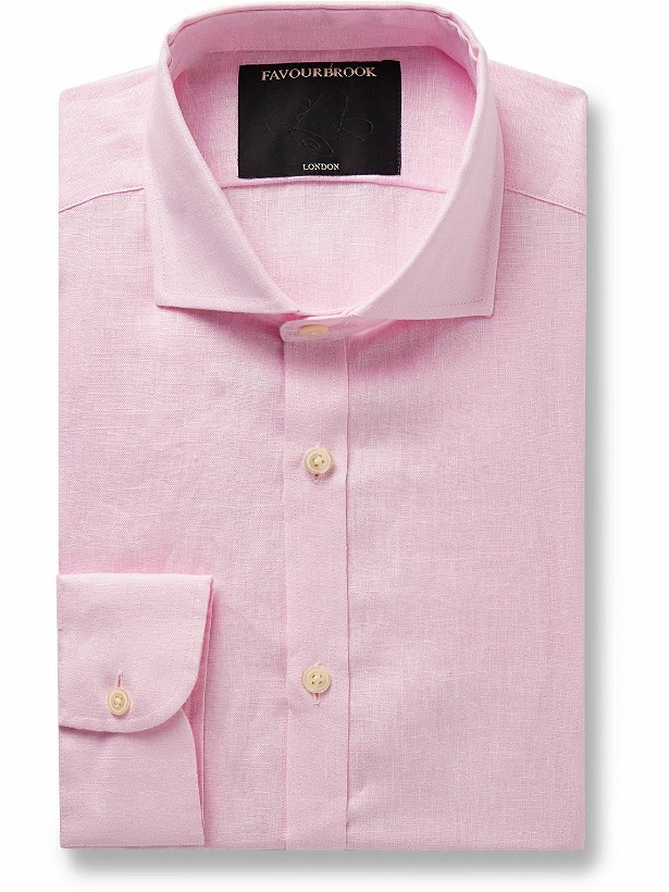 Photo: Favourbrook - Bridford Cutaway-Collar Linen Shirt - Pink