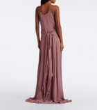 Blumarine Floral-appliqué ruffled georgette gown