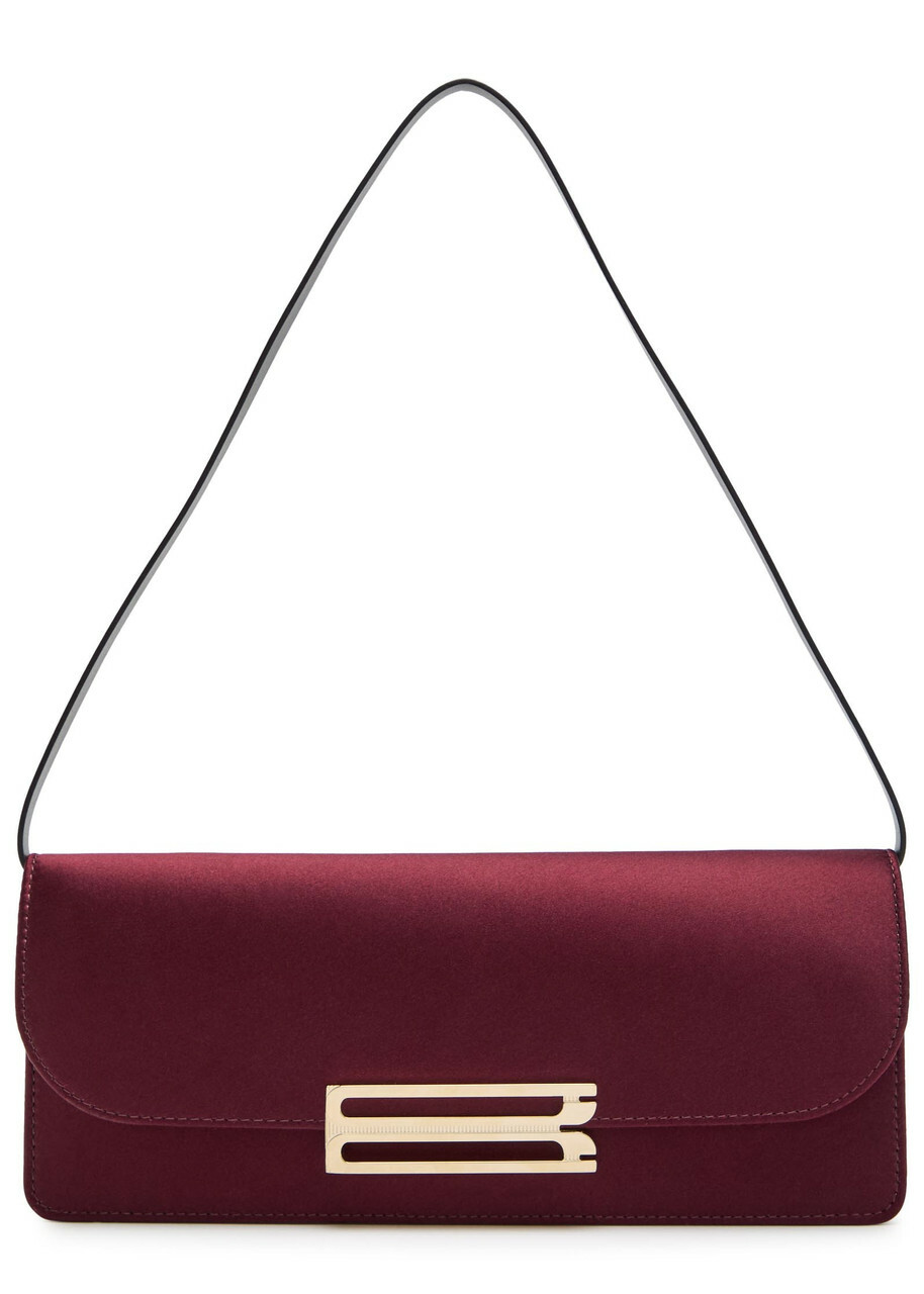 Victoria Beckham Dorian East-west Satin Clutch - Burgundy - One Size
